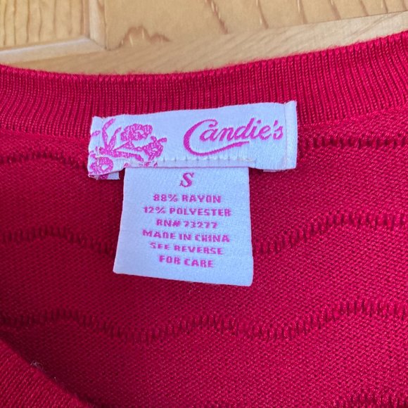 Candies Scoop Neck Fitted Red Knit Sweater Dress - Small - Picture 3 of 3